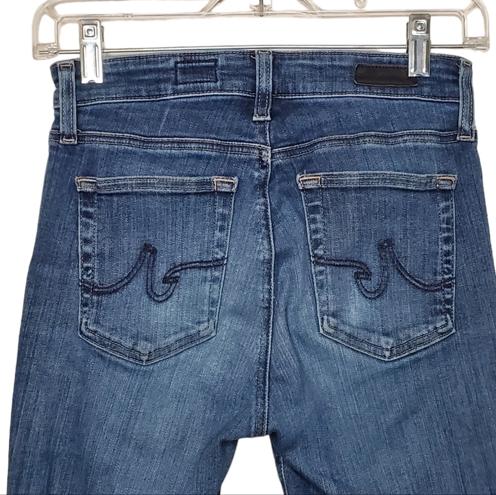 AG The Mari High Rise Straight Jeans Sz 26R, Medium Blue Wash, Gold Stitch - Picture 4 of 8